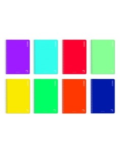 Paq 10 cuaderno espiral fº 80h 60g liso tapa carton pacsa